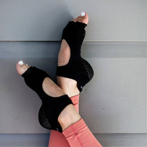 black toeless grip socks - sock-it and co