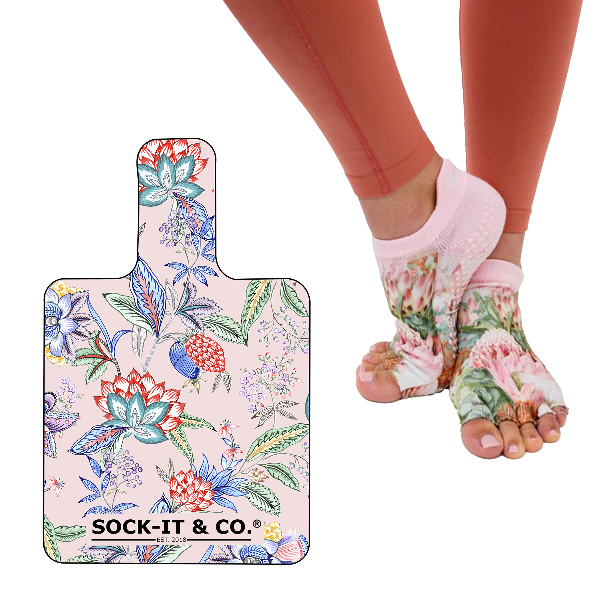 Pink Reformer Mat and Grip Socks Bundle for Pilates - SOCK IT