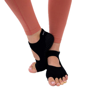 toeless black non-slip grip socks for pilates - sock-it and co